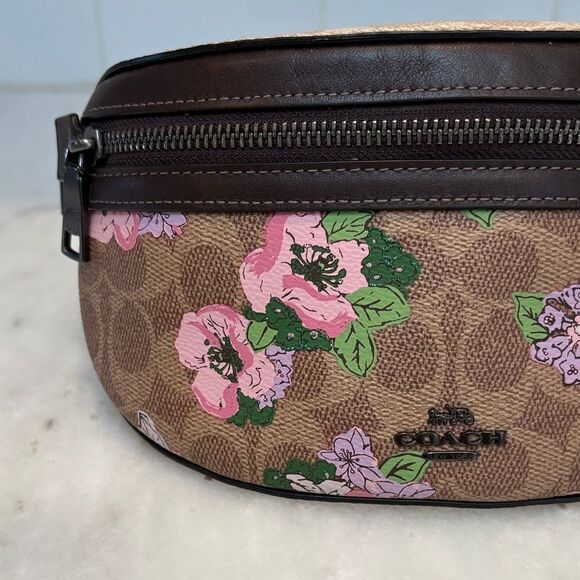 Coach Purse Leather Floral Bethany Belt Bag Signature Canvas Blossom Print NWOT - Picture 3 of 16